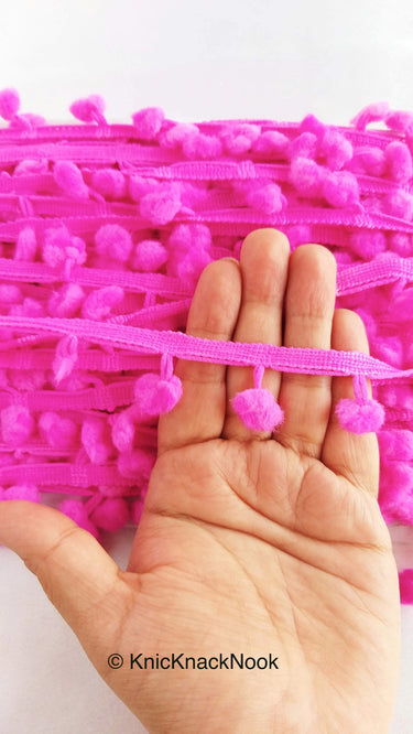 Pink Pom Pom Fringe Trim, Pompom Trimming, Tassels